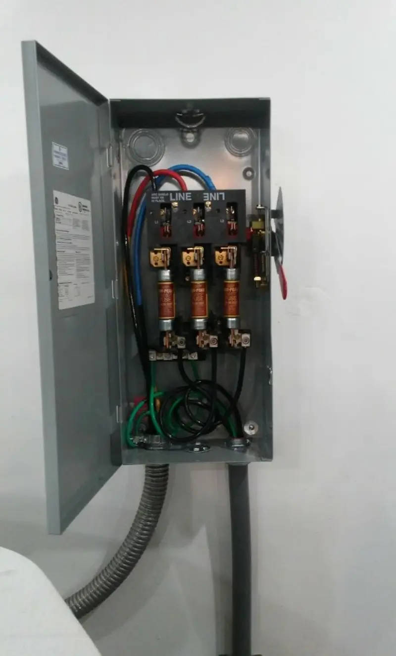 Three-phase disconnect switch installed for Electrical Wiring & Rewiring in Woodland